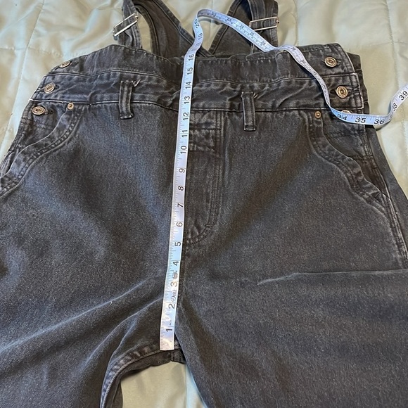 VTG Y2K Union Bay Denim Overalls Large Black Faded 90s 00s Jumper Cottagecore - Picture 16 of 16